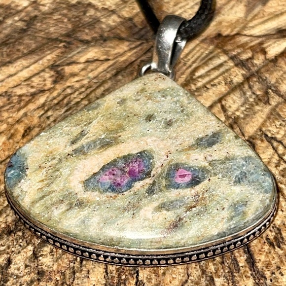 Blue Green Ruby Fuchsite Pendant 2” - Picture 8 of 12